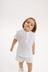 Camisa manga corta print azul