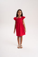 Vestido con alforza Rojo