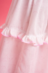 Vestido largo print Rosa arandelas