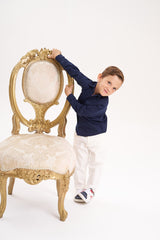 Camisa manga larga azul turqui