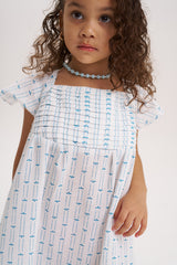 Vestido con alforza Print azul