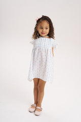 Vestido con alforza Print azul