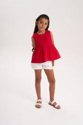 Short marfil con bolsillo festoneado