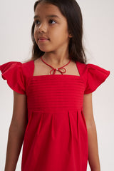 Vestido con alforza Rojo