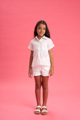 Blusa con frunce bolsillo print cielo