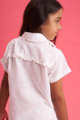 Blusa con frunce bolsillo print cielo