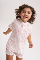 Camisa manga corta print roja