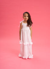 Vestido largo print Rosa arandelas