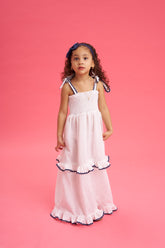 Vestido largo print Azul arandelas