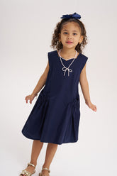 Vestido bolsillo fruncido Azul