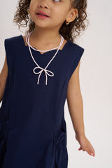 Vestido bolsillo fruncido Azul