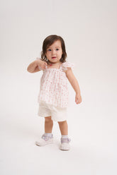 Blusa arandelas print rojo