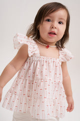 Blusa arandelas print rojo