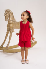 Short Rojo con bolsillo ondeado