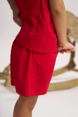 Short Rojo con bolsillo ondeado