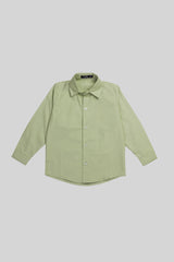 Camisa Manga Larga de algodon con cuello jardin de lujo Verde