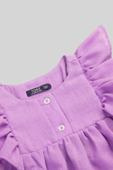 Blusa de niña en Lino con manga Mariposa color Blanco