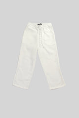 Pantalón para niña en lino flor de sol color blanco