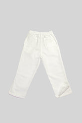 Pantalón para niña en lino flor de sol color blanco