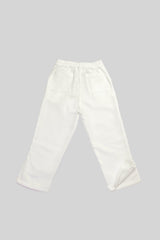 Pantalón para niña en lino flor de sol color blanco