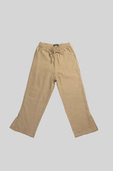 Pantalón para niña en lino flor de sol color marron beige