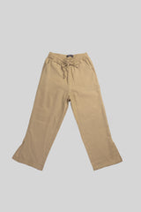 Pantalón para niña en lino flor de sol color marron beige