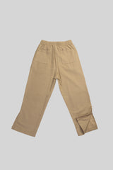 Pantalón para niña en lino flor de sol color marron beige