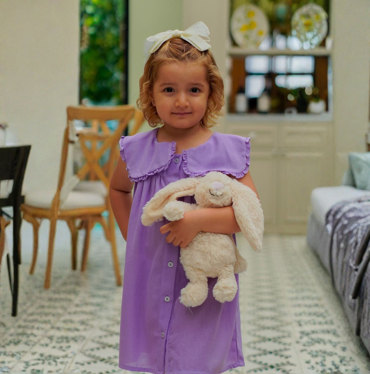 vestido flor de alba lila