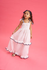 Vestido largo  print Azul arandelas
