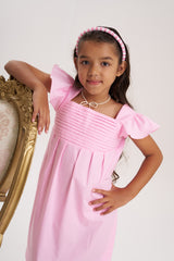 Vestido con  alforza Rosa