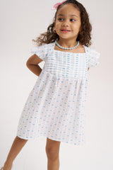 Vestido con  alforza Print azul