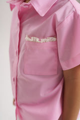 Blusa con frunce bolsillo Rosa
