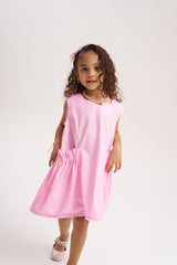 Vestido bolsillo fruncido Rosa