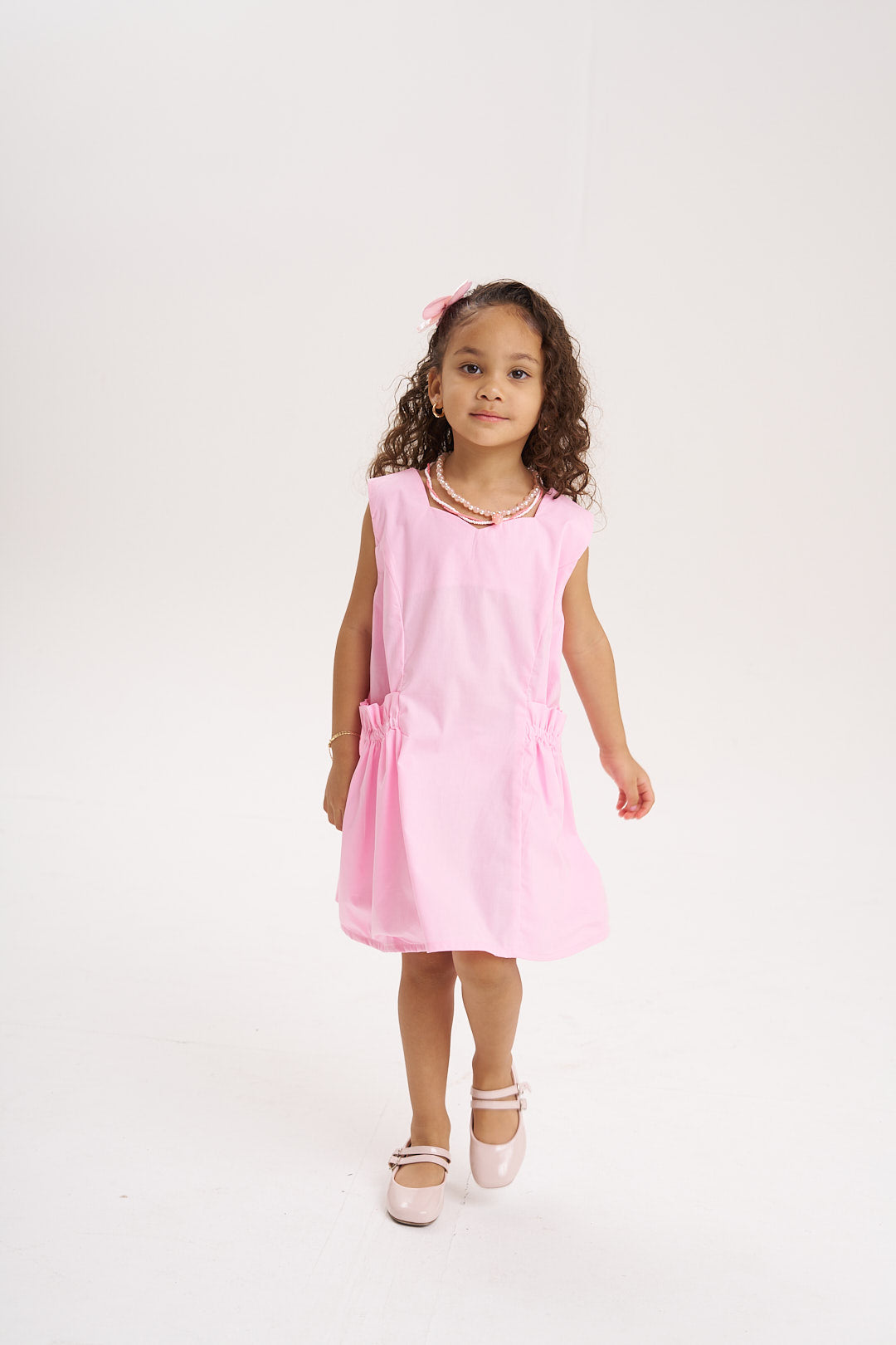 Vestido bolsillo fruncido Rosa