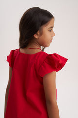 Vestido con  alforza Rojo