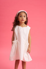 Vestido bolsillo fruncido Marfil