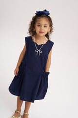 Vestido bolsillo fruncido Azul