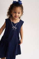 Vestido bolsillo fruncido Azul