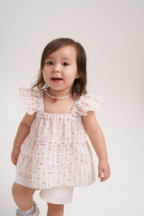 Blusa arandelas print rojo