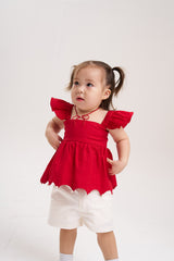Blusa roja  perlas