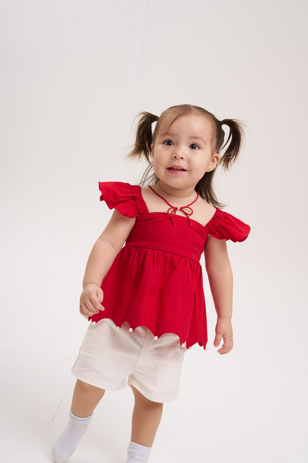Blusa roja  perlas