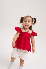 Blusa roja  perlas