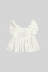 Blusa de niña  Mariposa del jardin Blanco