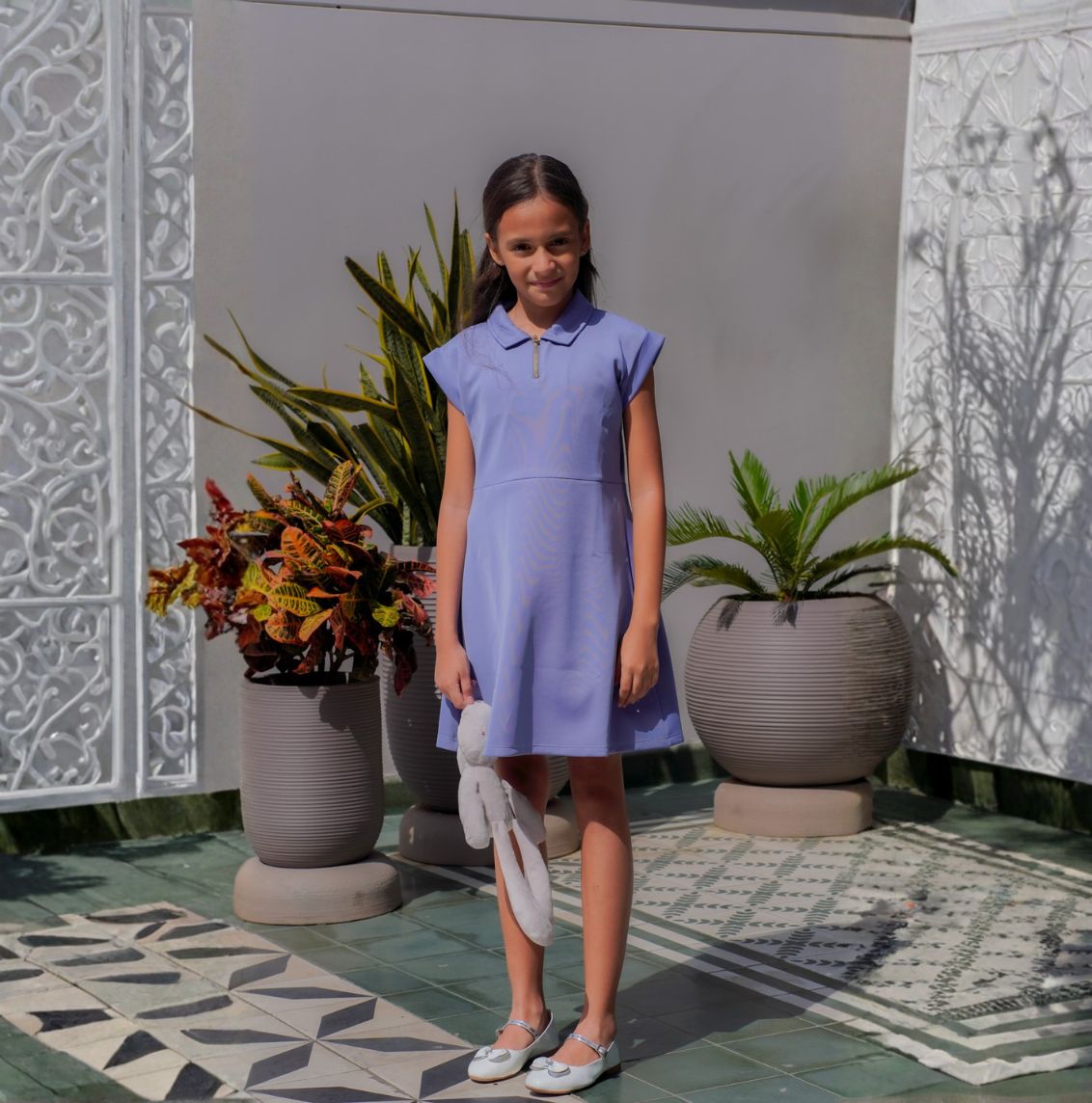 Vestido con cuello Aurora Azul